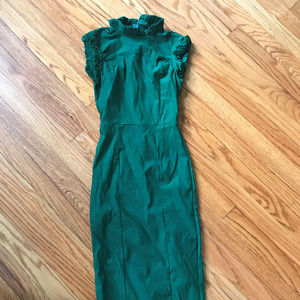 Unique Vintage - Kelly Green Body Con Midi Dress